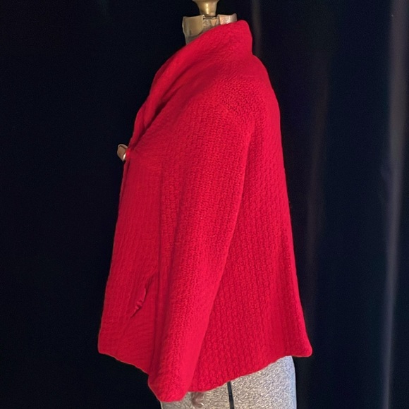 FREE PEOPLE 100% LAMBSWOOL CROPPED RED 3/4 SLEEVE JACKET - L - NWT ! ❤️🎄 - Picture 6 of 12